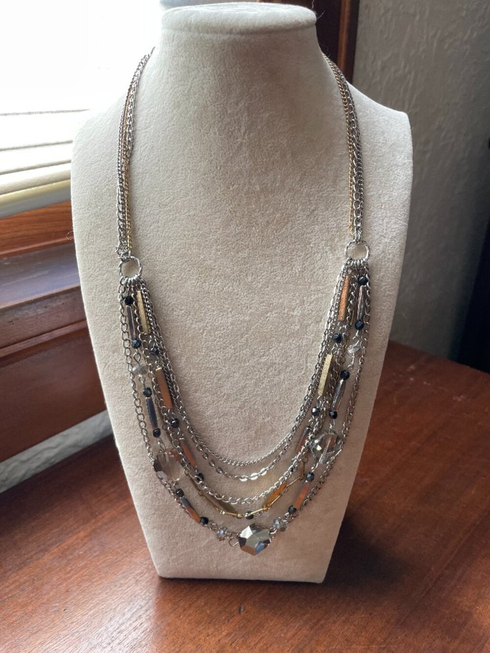 Simply Vera Vera Wang Long Silver and Gold Tone Multi-Chain Statement Necklace